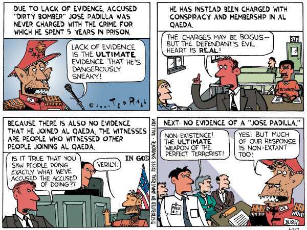 Editorial Cartoon by Ted Rall on Security Tightens on Homefront