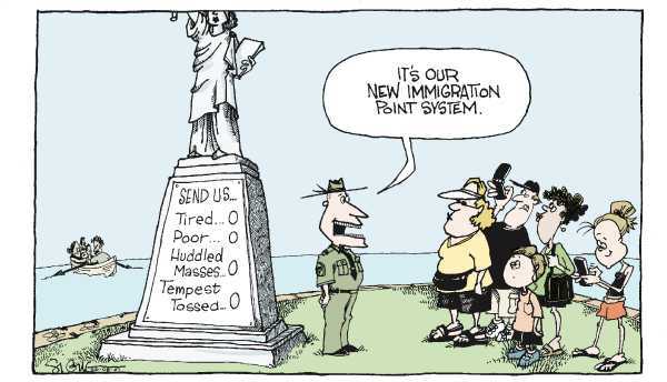 Editorial Cartoon by Signe Wilkinson, Philadelphia Daily News on Immigration Bill Suffers Setback