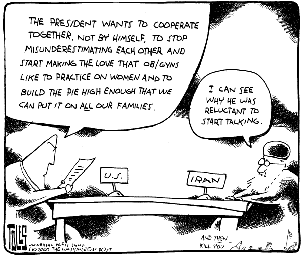 Editorial Cartoon by Tom Toles, Washington Post on US Talks with Iran