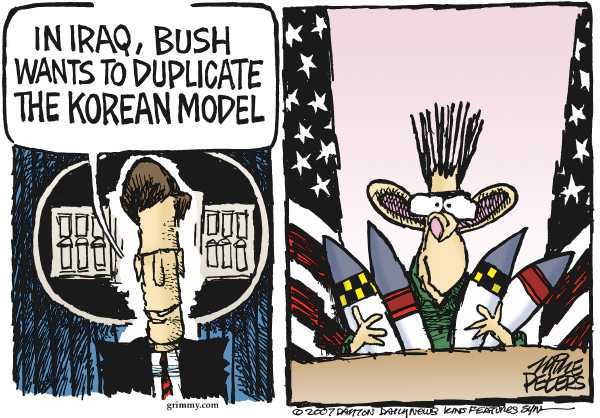 Editorial Cartoon by Mike Peters, Dayton Daily News on Surge Continues in Iraq