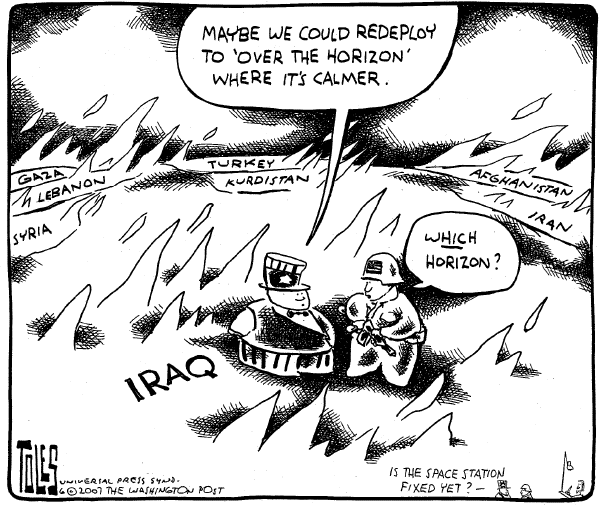 Editorial Cartoon by Tom Toles, Washington Post on Surge Continues in Iraq