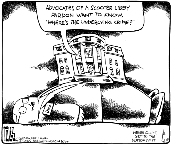 Editorial Cartoon by Tom Toles, Washington Post on Libby Set to Begin Sentence