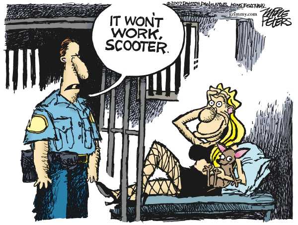 Editorial Cartoon by Mike Peters, Dayton Daily News on Libby Set to Begin Sentence