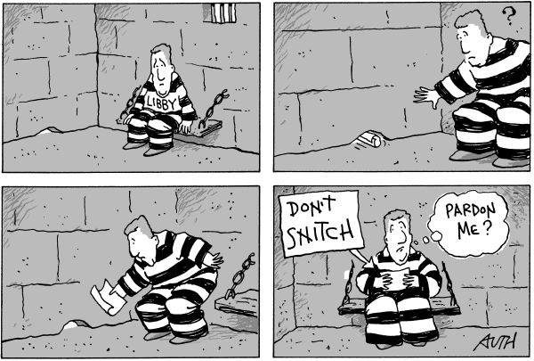 Editorial Cartoon by Tony Auth, Philadelphia Inquirer on Libby Set to Begin Sentence