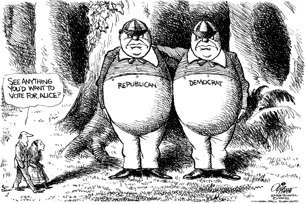 Editorial Cartoon by Pat Oliphant, Universal Press Syndicate on Presidential Races Tighten