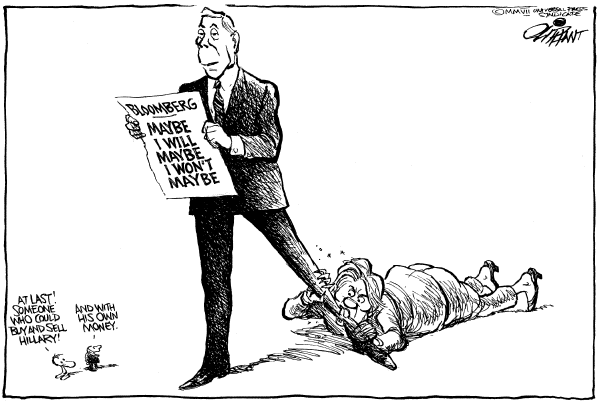 Editorial Cartoon by Pat Oliphant, Universal Press Syndicate on Presidential Races Tighten