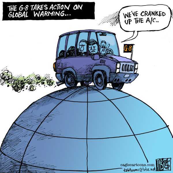 Editorial Cartoon by Tab (Thomas Boldt), Calgary Sun on Bush Changes Tune on Global Warming