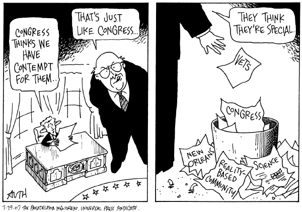 Editorial Cartoon by Tony Auth, Philadelphia Inquirer on Cheney: VP Answers to No One