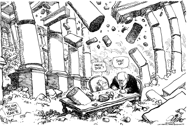 Editorial Cartoon by Pat Oliphant, Universal Press Syndicate on Cheney: VP Answers to No One