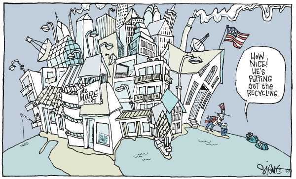 Editorial Cartoon by Signe Wilkinson, Philadelphia Daily News on Concerts Raise Environmental Awareness