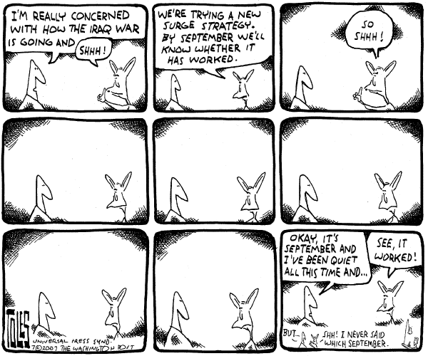 Editorial Cartoon by Tom Toles, Washington Post on White House Explains Iraq Strategy