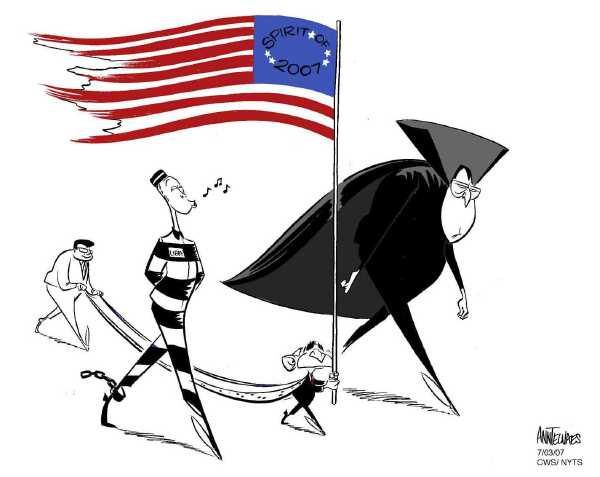 Editorial Cartoon by Ann Telnaes, CWS/CartoonArts Intl. on President Commutes Libby’s Sentence