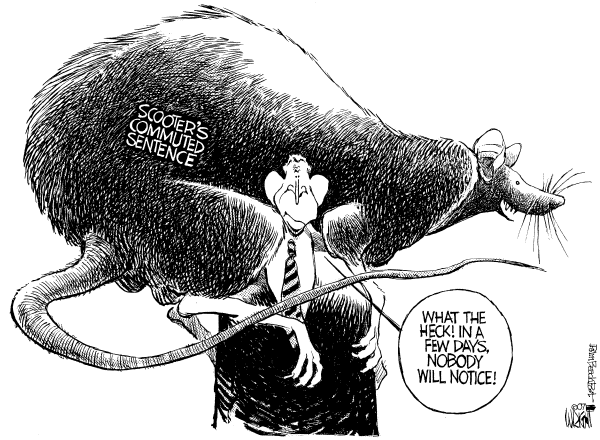 Editorial Cartoon by Don Wright, Palm Beach Post on President Commutes Libby’s Sentence