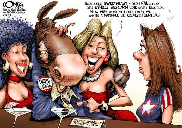 Editorial Cartoon by Paul Combs, Tribune Media Services on Scandal Rocks DC