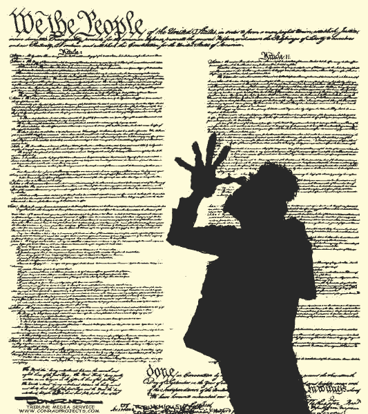 Editorial Cartoon by Paul Conrad, Tribune Media Services on President Claims Executive Privilege