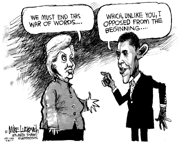 Editorial Cartoon by Mike Luckovich, Atlanta Journal-Constitution on Presidential Race Gathers Momentum