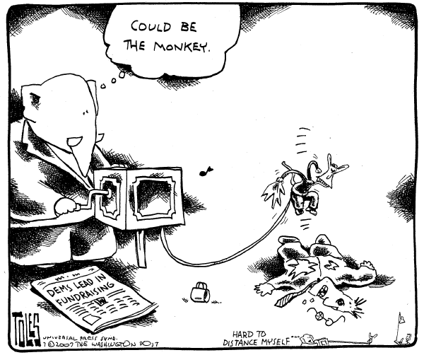 Editorial Cartoon by Tom Toles, Washington Post on Presidential Race Gathers Momentum
