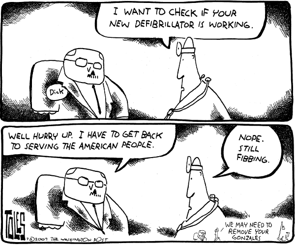 Editorial Cartoon by Tom Toles, Washington Post on VP Survives Heart Surgery