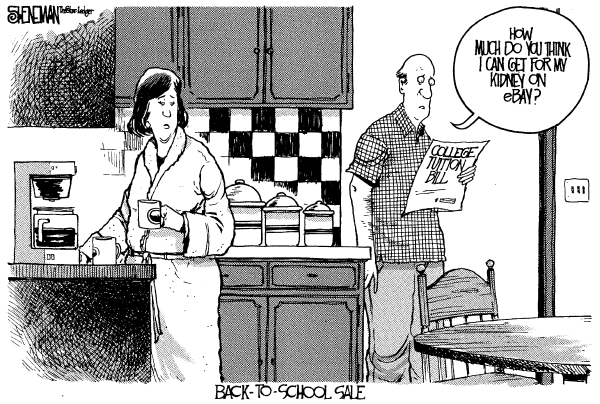 Editorial Cartoon by Drew Sheneman, Newark Star Ledger on US Economy Creaks Along