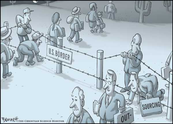 Editorial Cartoon by Clay Bennett, Christian Science Monitor on US Economy Creaks Along