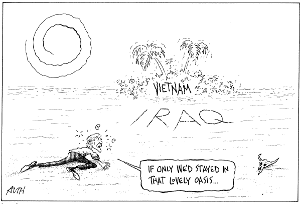 Editorial Cartoon by Tony Auth, Philadelphia Inquirer on Vietnam War Lesson Learned
