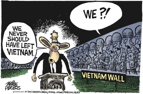 Editorial Cartoon by Mike Peters, Dayton Daily News on Vietnam War Lesson Learned