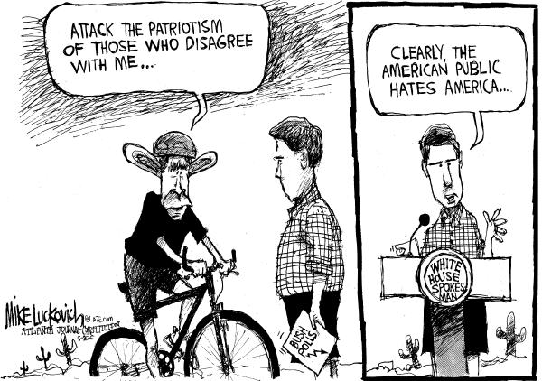 Editorial Cartoon by Mike Luckovich, Atlanta Journal-Constitution on The President Looks to His Future