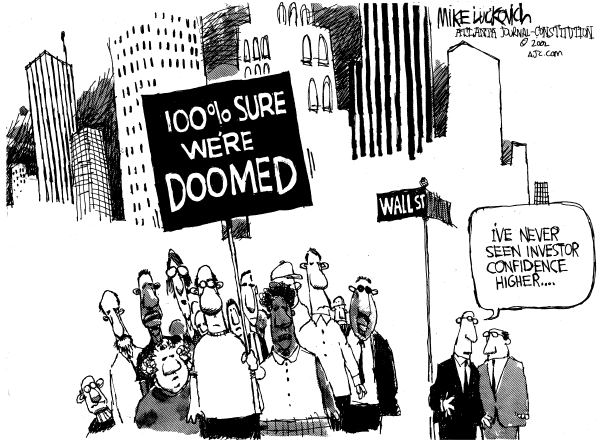 Editorial Cartoon by Mike Luckovich, Atlanta Journal-Constitution on Stock Market Bounces Back