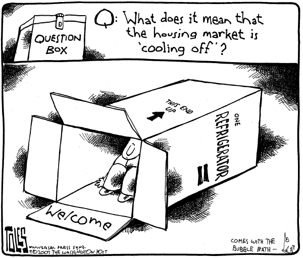 Editorial Cartoon by Tom Toles, Washington Post on Foreclosures on the Rise