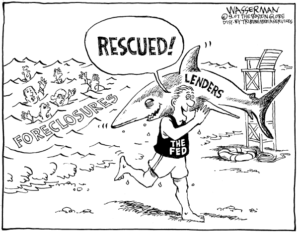 Editorial Cartoon by Dan Wasserman, Boston Globe on Foreclosures on the Rise