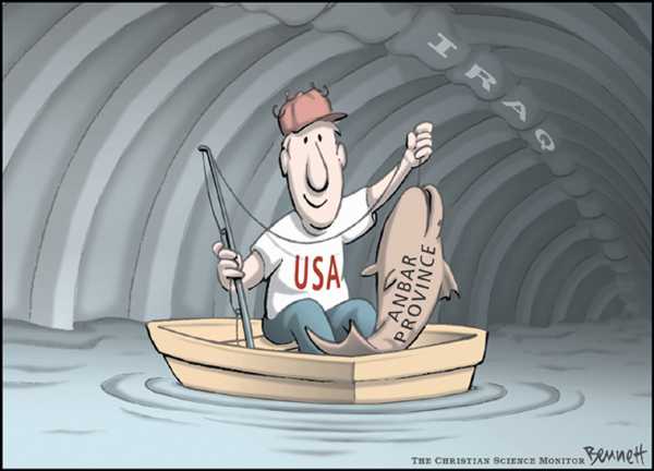 Editorial Cartoon by Clay Bennett, Christian Science Monitor on More Gains in Iraq