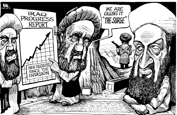 Editorial Cartoon by KAL (Kevin Kallaugher), The Economist, London, CWS/CartoonArts Intl. on More Gains in Iraq
