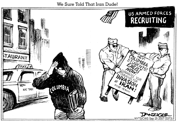 Editorial Cartoon by Jeff Danziger, CWS/CartoonArts Intl. on Ahmadinejad Visits US