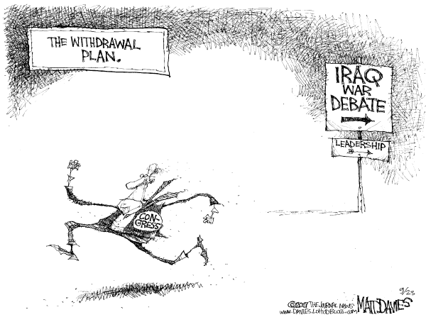 Editorial Cartoon by Matt Davies, Journal News on Congress Supports Bush’s War Plan