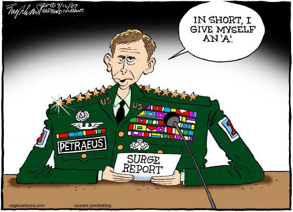 Editorial Cartoon by Bob Engelhart, Hartford Courant on Petraeus Testifies on Iraq War