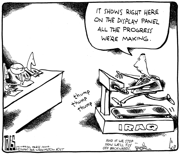 Editorial Cartoon by Tom Toles, Washington Post on Petraeus Testifies on Iraq War