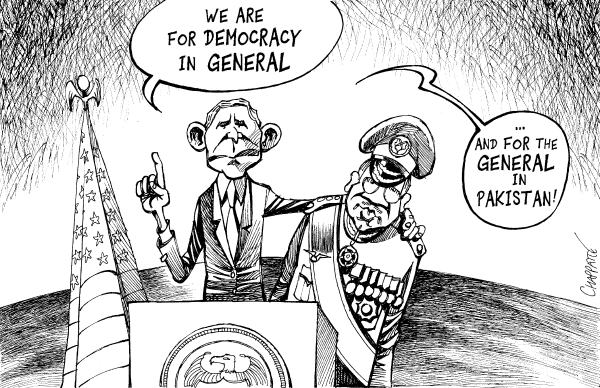 Editorial Cartoon by Patrick Chappatte, International Herald Tribune on President Begins Finishing Kick
