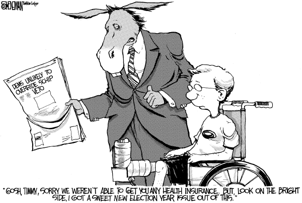 Editorial Cartoon by Drew Sheneman, Newark Star Ledger on Democratic Party Takes Charge