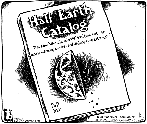 Editorial Cartoon by Tom Toles, Washington Post on Bush Takes On Global Warming