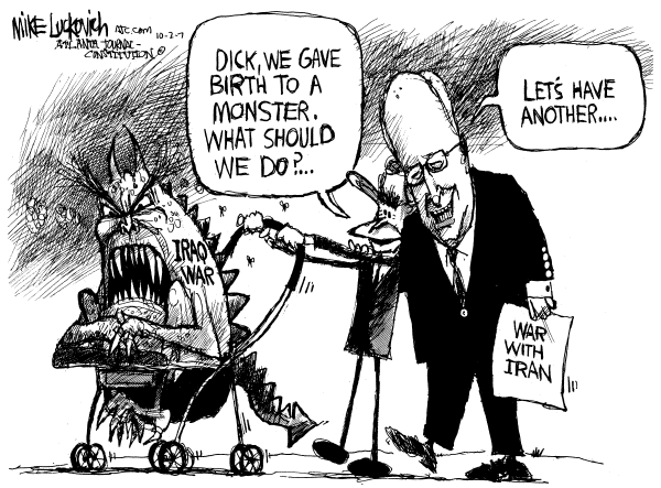 Editorial Cartoon by Mike Luckovich, Atlanta Journal-Constitution on Budget Approved for Iraq War