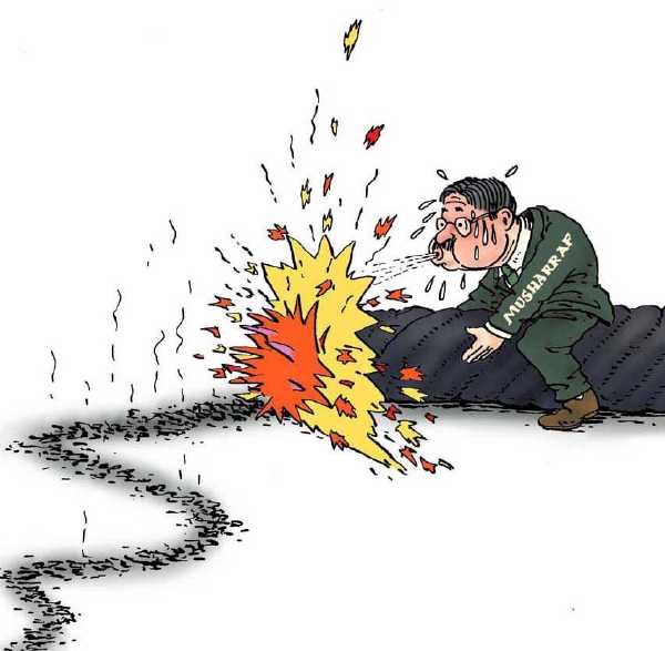 Editorial Cartoon by Joep Bertrams, Het Parool, Amsterdam, Netherlands on Bhutto Killed; Pakistani Election Postponed