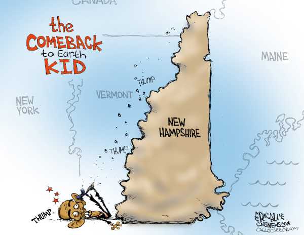 Editorial Cartoon by Eric Allie, Pioneer Press, Illinios on McCain, Clinton Win in New Hampshire
