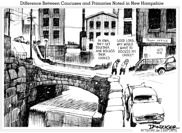 Editorial Cartoon by Jeff Danziger, CWS/CartoonArts Intl. on Clinton Crash Expected in New Hampshire