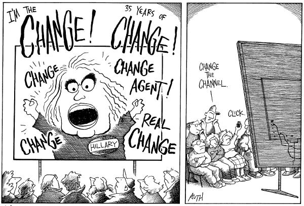 Editorial Cartoon by Tony Auth, Philadelphia Inquirer on Clinton Crash Expected in New Hampshire