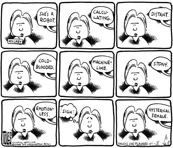 Editorial Cartoon by Tom Toles, Washington Post on Clinton Crash Expected in New Hampshire