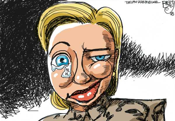 Editorial Cartoon by Pat Bagley, Salt Lake Tribune on Clinton Crash Expected in New Hampshire