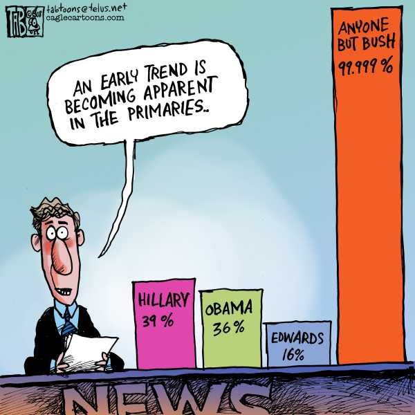 Editorial Cartoon by Tab (Thomas Boldt), Calgary Sun on Democratic Campaign News