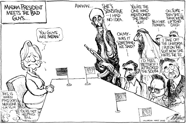 Editorial Cartoon by Pat Oliphant, Universal Press Syndicate on Democratic Campaign News