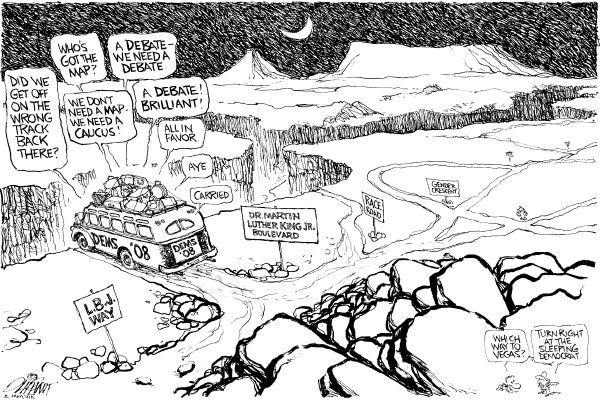 Editorial Cartoon by Pat Oliphant, Universal Press Syndicate on Democratic Campaign News