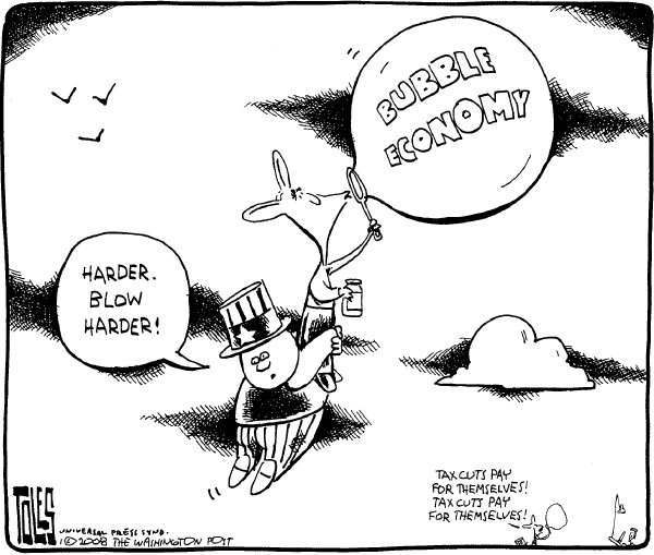 Editorial Cartoon by Tom Toles, Washington Post on Recession Not Yet Here